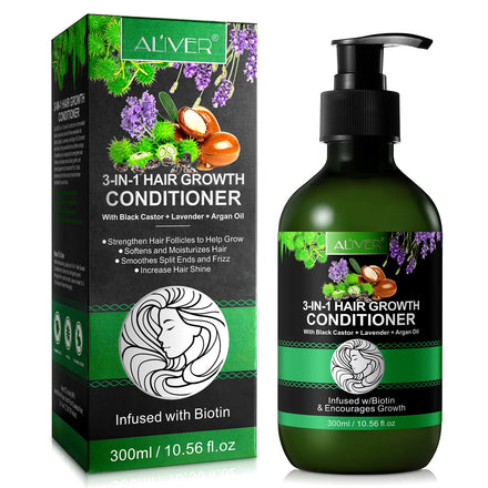 ALIVER Private Label 300ml Natural Biotin Jamaican Black Castor Lavender Argan Oil Shampoo and Conditioner for Hair Growth