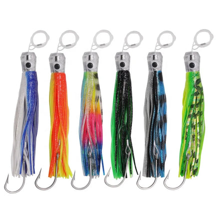 Rigged Saltwater Big Game Fishing 8.5'' Acrylic Head With Soft Octopus Skirts Dorado Tuna Trolling Lure Marlin Fishing Bait