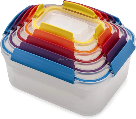 Gilly Nest Lock Plastic BPA Free Microwavable Portable Food Storage Container Set Airtight Leakproof Lids 10-Piece Multi-Color