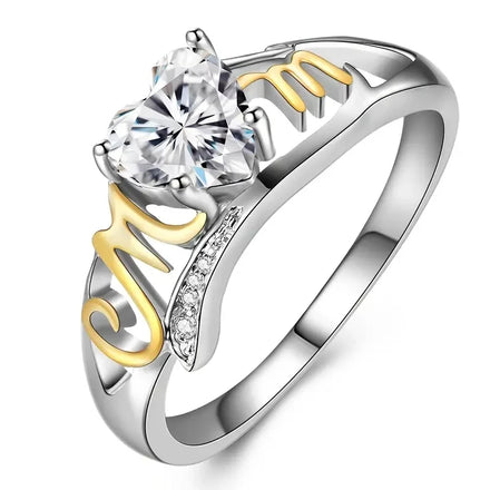 CAOSHI Love for Mother's Day Heart Zircon Rings Siled New Fasver Plathion MOM Rings Birthday Present Lady Rings Jewelry 2025
