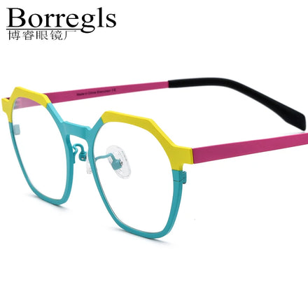Borregls Colorful Titanium Glasses Frame Men 2025 New Brand Designer Square Eyeglasses Women High Quality Optical Eyewear 185814