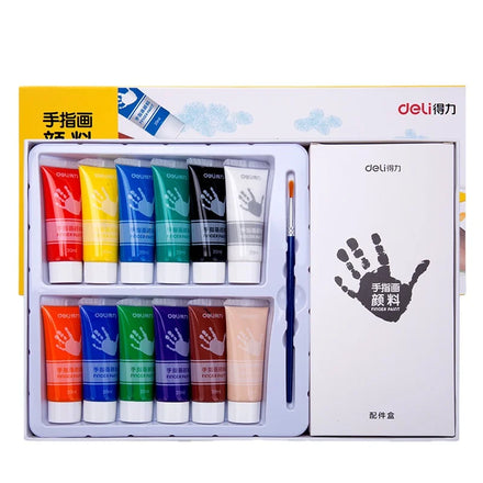 Deli 73872 12pcs/box Finger Painting Pigment Set Students Painting Graffiti Art Paint 24box*12pcs=288pcs Per Carton Set