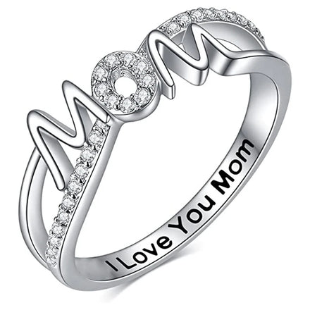 CAOSHI Fashion Wedding Rings for Mother Mom Luxury Zircon Rings Mother's Day Women Anniversary Gift Silver Plated Rings Jewelry