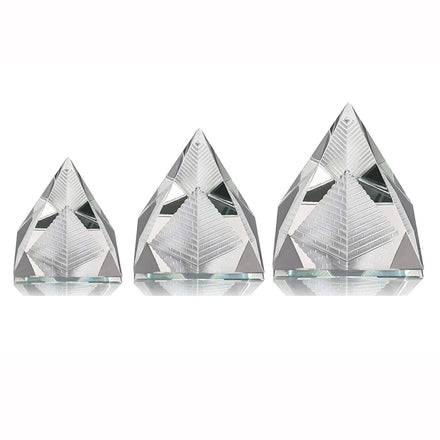Hot 40mm 50mm 60mm 80mm 3D Crystal Glass Hollow Pyramid Energy Fengshui Ornament Carved Clear Pyramid