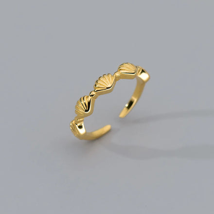 Personalized Gold Plated Fashion 925 Sterling Silver Jewelry Shell Ring Women Jewelry