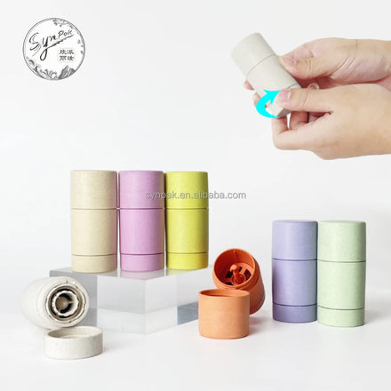 25ml Biodegradable Wheat Straw Twist-Up Empty Deodorant Stick Container Antiperspirant Hair Wax Bottle Lotion Screen Printing