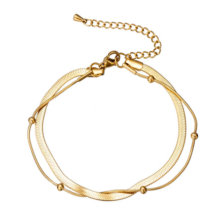 Wholesale No Fade Simple Titanium Steel Bracelet Design Stainless Steel Snaked Bone Shaped Layered Bracelet