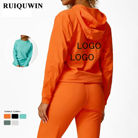 RUIQUWIN Factory Customized Hoodie Sports Wear Top and Pants Women Sportswear Adjustable Elastic Fashion Running Wear Set
