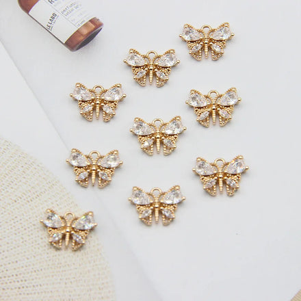 Minimalist Kc Gold Plated Hollow Butterfly Pendant Diy Crystal Zircon Butterfly Pendant for DIY Jewelry Accessories