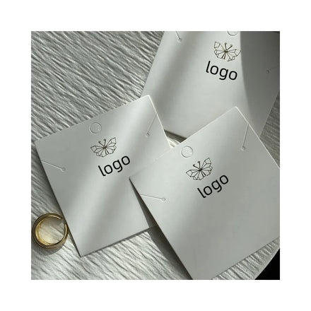 Custom Personalized White Holder Packaging Card Thank You Card Swing Hang Tag Paper With Logo for Necklace Jewelry