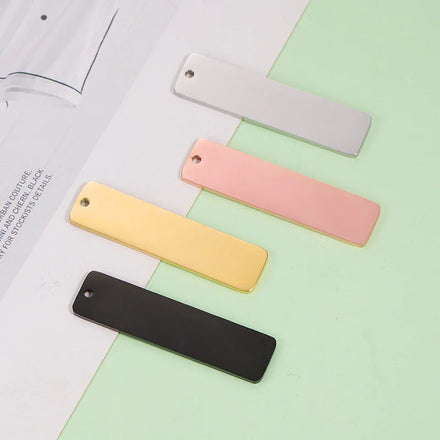 Factory Customization Personalized Mirror Polished New Pattern Stainless Steel Rectangle Connector Hangtag Bracelet Charms