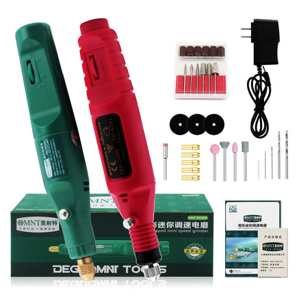 Auble Mini Rotary Tool Kit Nail Art Crafts Small Handheld Grinder Manicure Set 100-240V Red/Green Multifunction Jewelry Tools
