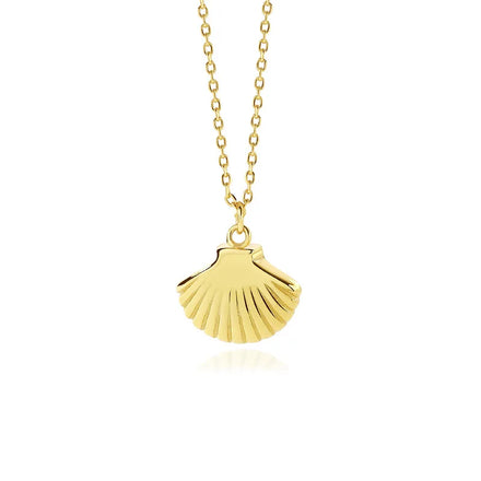 Ocean Style Long Chain Gold Plated 925 Silver Shell Necklace Fashion Jewelry for Women