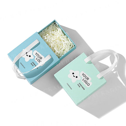 Customization Cardboard Package Sliding Drawer Type Paper Packaging Box Earrings Ring Jewelry Box with Handle for Small Business