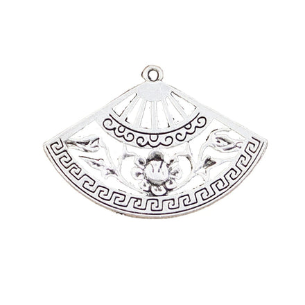 Charms Flower Fan 25x36mm Tibetan Silver Color Pendants Antique Jewelry Making DIY Handmade Craft