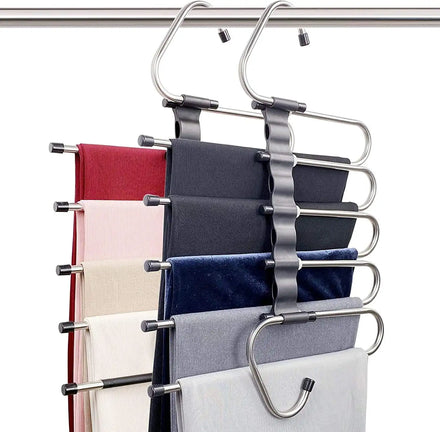 Stainless Steel Magic Pants Hangers Versatile Space-Saving Multifunctional Rack Organizer for Clothing Multi-Functional Pants