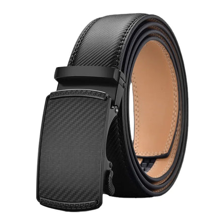 2026 New Design Carbon Fiber Belt Buckle Automatic Business Genuine Leather Belts for Men