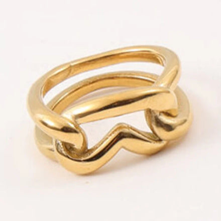 Hot Sale 18k Gold Plated Stainless Steel Women Fashion Trendy Simple Jewelry Knuckle Curve Abstract Heart Shape Ring