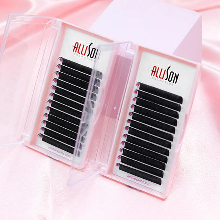 Allison Korean Pbt Fiber 0.03 Vegan 7-15mm Classic Cashmere Lash Extension Tray Individual Lash Matte Black Eyelash Extensions