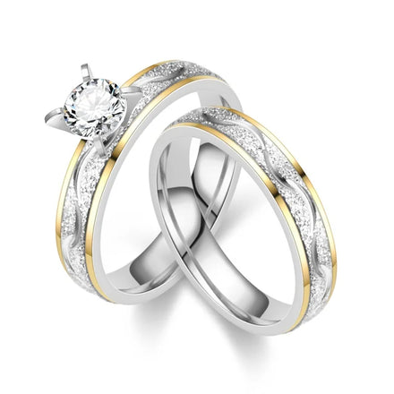 2025 Trendy Unisex Gold Plated Titanium Steel Polished Stainless Steel Rings Diamond Rings Couple Rings for Men or Women