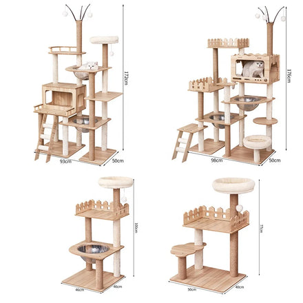 Hot Sale Factory Price Cat Tree Multi-layer with Cats House Scratching Wooden Jumping Platform Cat Scratcher Tree Tower