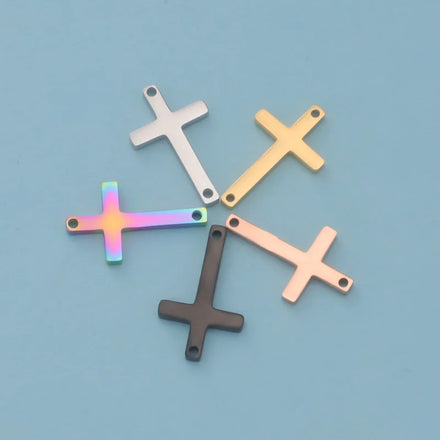 Wholesale Beaded Cross Pendant for Jewelry Making 10*13MM Gold Rose Tiny Cross Charms Accessories DIY Necklace and Bracelet