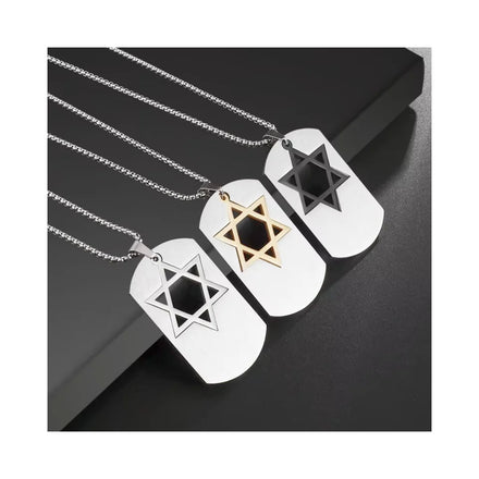 Vintage Stainless Steel Sweater Chain Lucky Amulet Couple Necklaces Non-Fading Detachable Star of David Pendant Necklace