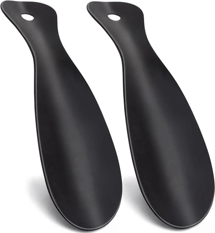 Custom Black Matte Paint Metal Shoe Horn with Logo Stainless Steel ShoeHorn 7.5 Inches