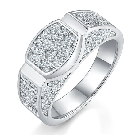 Somen Luxury Fine Jewelry Round Cut 0.95ct D Grade Platinum Plated 925 Sterling Silver Moissanite Rings for Men's Wedding