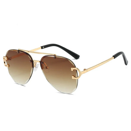 2024 Fashion Wholesale Rimless Sunglasses Men High Quality Oversized Metal Eye Glasses Frames Uv400 Custom logo