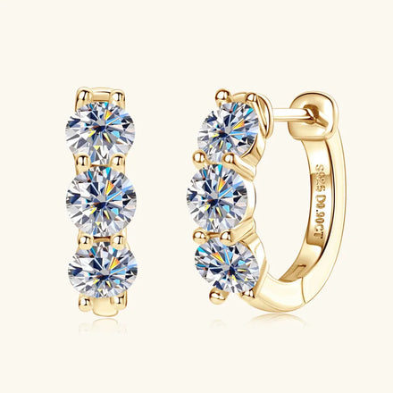 Fashion Grade D Moissanite Earrings 925 Sterling Silver Gold Plated Moissanite Hoop Earrings