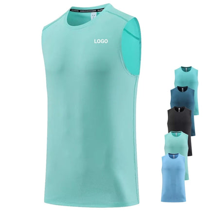 Private Label Men's Active Vest Running Sleeveless Workout T-Shirt Gym Tank Top Singlet Quick-Dry Sports Training Vest
