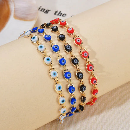 2025 New Design Handmade Unique Luxury Anti Tarnish Women Stainless Steel Bracelet Pearl Evil Eye Gold Bracelets for Girls