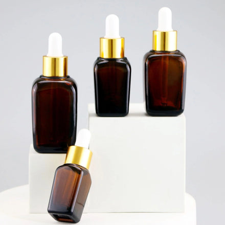 Custom Square Transparent Amber Essential Oil Glass Dropper Bottle Essential Oil Perfume Glass Packaging 10ml