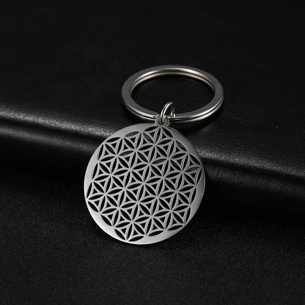Hollow Flower Keychain Stainless Steel Pendant Key Chain for Women Men