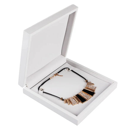 Special Offer Custom Mdf Wooden Jewelry Holder Boxes Necklace Combination Set Gift Box White Glossy Lacquer Jewel Case Packaging