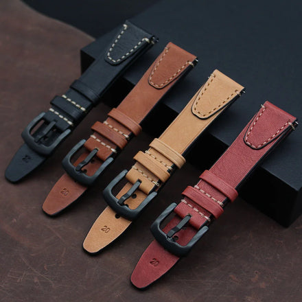 Top Grain Genuine Leather Smart Watch Strap New Design Retro Quick Release Watchband 20mm 22mm Soft and Comfortable