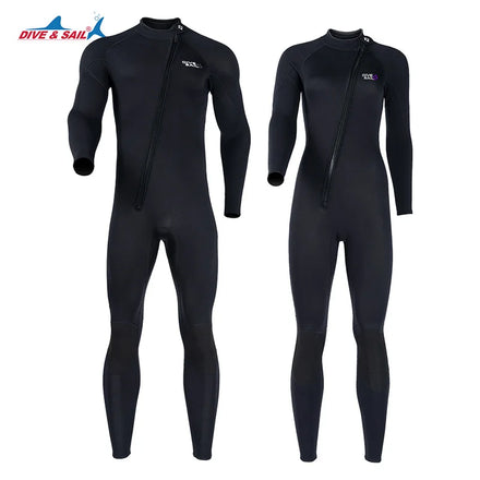 DIVE&SAIL Women Man Neoprene Surfing Wetsuit Long Front Zip Diving and Swimming Wetsuits Swimwear 1.5MM