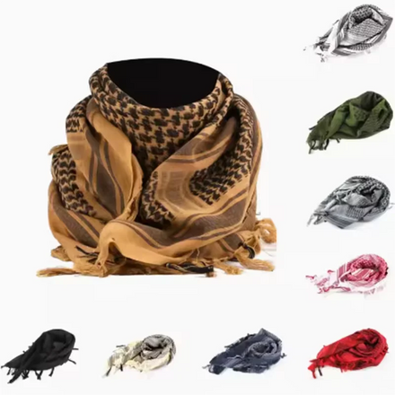 Tactical Shemagh Arab Keffiyeh Scarf for Desert Windproof Cotton Neck Warmer & Head Cover for Hunting