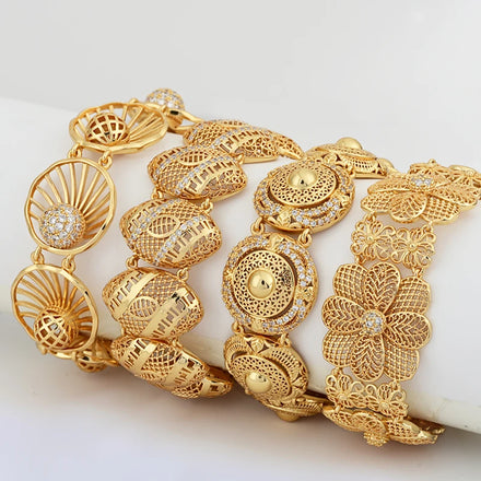 Vintage Dubai Zircon Copper Chain Bracelet Women Bracelets Women Brass Gold Plated Bracelet Pulseira De Ouro