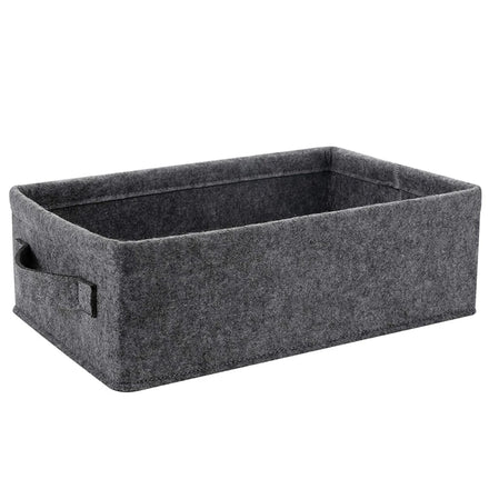Wholesale Customizable Dark Grey Polyester Felt Foldable Storage Basket Handles Square Shape Personalized Logo for Home