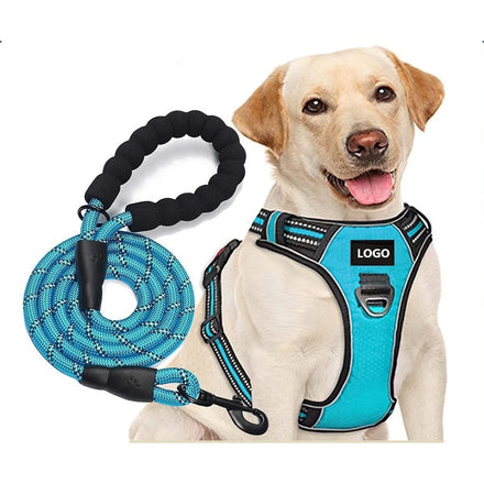 Wholesale Nylon Pet Harness XL Size Reflective Chest Vest with Traction Rope and Reflective Strap Letter Pattern Dog Harness