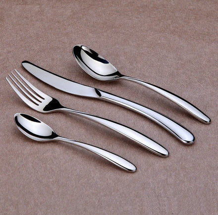 Nordic Luxury Eco Friendly Sustainable Heavy Duty Stainless Steel Mirror Polish Customizable Dinner Cutlery Set Forks Spoons Tea