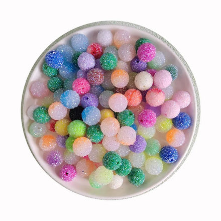 16mm Mixed Color Sugar Sand Circular Acrylic Beads for Handmade Jewelry Making DIY Ballpoint Pens Accessories