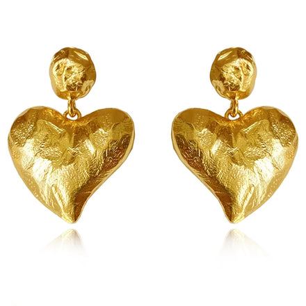 Trendy Fashion Brass Plating 18K Gold Frosted Ball Heart Earrings Unisex Jewelry Gift Customization