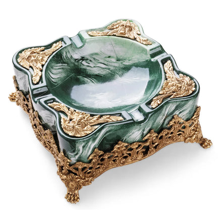 Exquisite Luxury Smokeless Copper & Ceramic Cigar Ashtray with American Style Design for Hotel Restaurant Home & Car Use