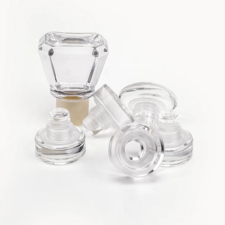 Factory Wholesale Custom logo Printed Crystal Transparent Glass Cork Stopper Vodka Tequila Whisky Bottle Cork Stopper