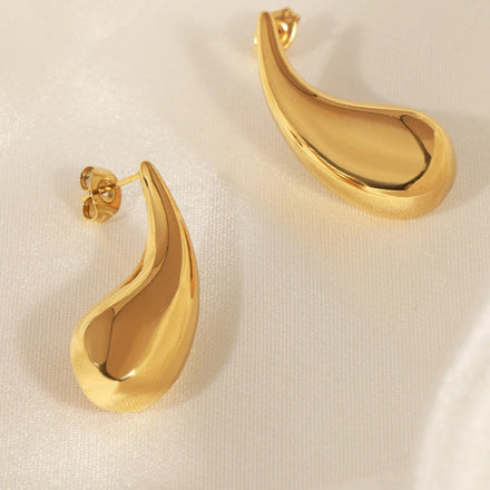 12mm*29mm Stainless Steel Waterdrop Earrings Hollow Geometric Non Tarnish Earrings for Women INS Fashion Classic Trendy Jewelry