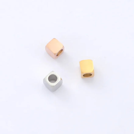 Stainless Steel Round Corners Square Bracelet Spacer Beads Gold Plated Large Square Loose Beads Fine Charm for Jewelry Making