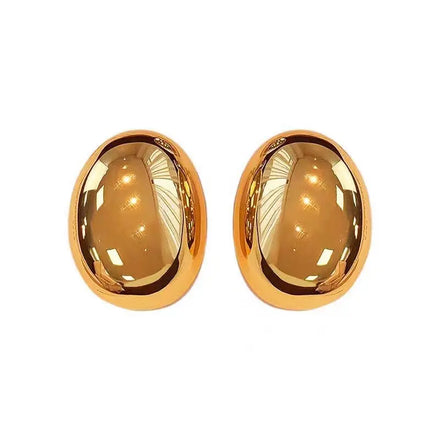 Vintage Metal Big Gold Irregular Oval Stud Earrings for Women Goth Geometric Earring Bijoux